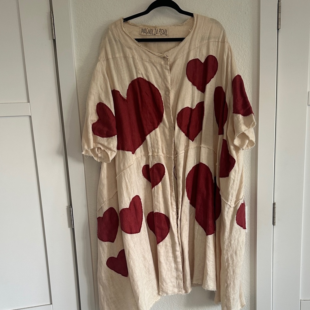 Magnolia Pearl Cream Dress with Red Heart Motif